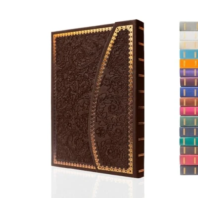 Image of VICTORIA&#039;S JOURNALS Magnet Journal, Carving Vintage Notebook Faux Leather Hard Cover Personal Diary Lined Pages Ribbon Bookmark, 8&#039;&#039; x 5.7&#039;&#039;