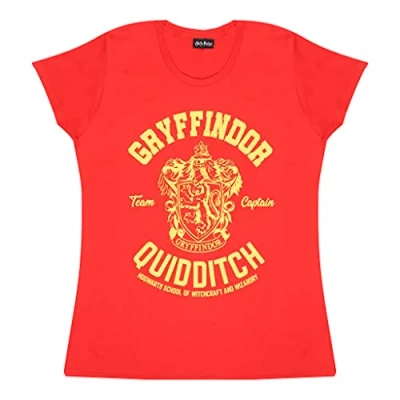 Image of Harry Potter Gryffindor Quidditch Fitted T Shirt, Womens, S 2XL, Red, Official Merchandise