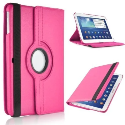 Image of TechDealsUK 360 Degree Rotating Leather Folding Folio Stand Case Cover For Samsung Galaxy Tab 2 10.1 P5100 P5110 (Pink)