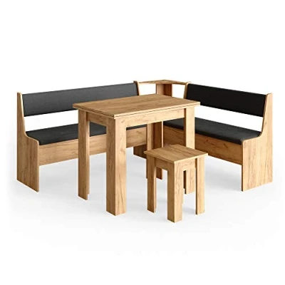 Image of Vicco Corner bench group Roman, Gold power oak/Anthracite, 180 x 150 cm with table