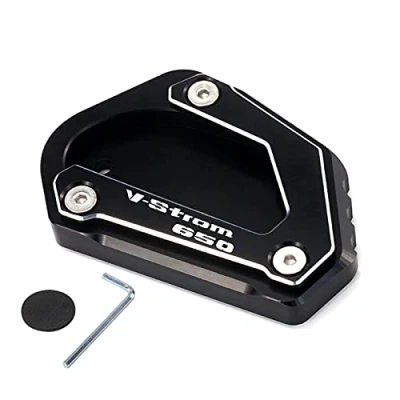 Image of Kickstand Side Stand Extension Motorcycle CNC Foot Support Pad Plate Enlarger Accessories For Suzuki Vstrom 650 XT DL650 2004 2020 (Color : Black)