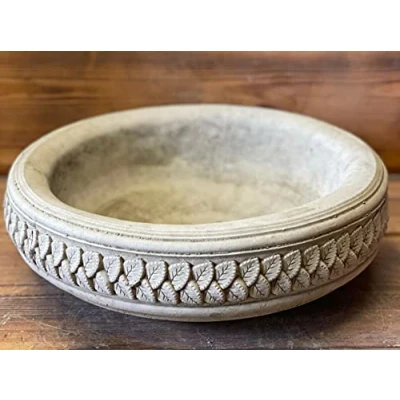 Image of J and L Stone Ornaments GARDEN LEAF BIRD BATH TOP ONLY / FEEDER BOWL REPLACEMENT DISH ORNAMENT