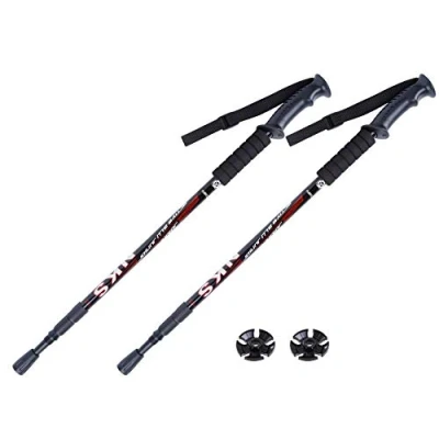 Image of 2 X Hikehobby® Antishock With Handle Trekking Walking Hiking Stick Pole (black)