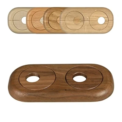 Image of Twin Double Pipe Cover, Solid Wood, for diameters: 15mm 19mm 22mm; Radiator Collars/Heating Rings/Surrounds/Roses, Wood: Maple Beech Oak Nut (15mm, Nut)