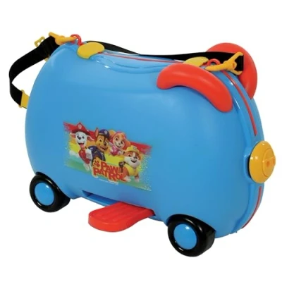 Image of Paw Patrol Ride On Suitcase for Kids Carry Hand Luggage Wheels Gift 3 4 Year Old Boys Girls Lightweight ABS Hard Shell, Childrens Holiday Flight Case with Parent Strap