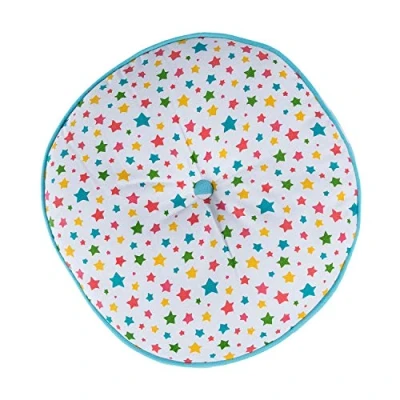 Image of HOMESCAPES Multi coloured Round Floor Cushion Large Decorative Circular Children’s &amp; Garden Seat Pad with Star Pattern, Pre Filled 100% Cotton Indoor and Outdoor Cushion, 43cm