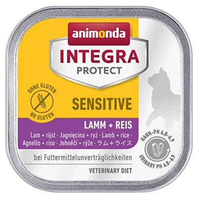 Image of animonda Integra Protect Sensitive cat, diet cat food, wet food for allergies, lamb + rice, 16 x 100g