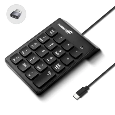 Image of FOLODA Wire Number Pad Type C/USB Numeric Keypad 19 Key Keyboard For Laptop PC Computer Notebook Big Print Letter Accounting