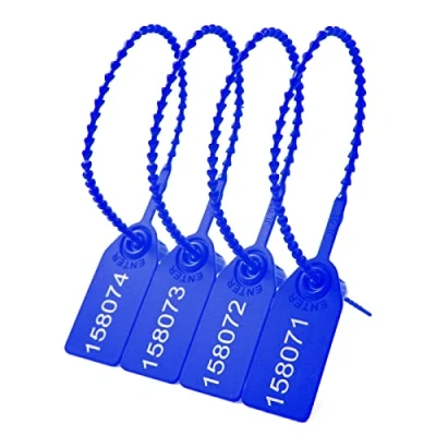 Image of Lzbignun 100 Plastic Security Tags Tamper Proof Seals Numbered Pull Ties Secure Anti Disposable Self Locking Label for Fire Extinguisher (Blue)