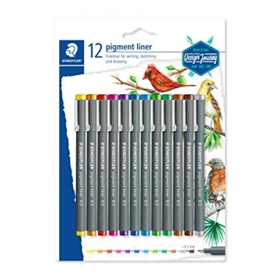 Image of STAEDTLER 30805SBK12 Pigment Liner Pens Assorted Colours, 0.5 mm (Set of 12)