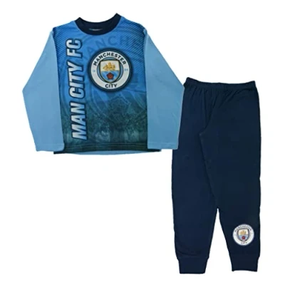 Image of Manchester City Boys Pyjamas PJs Ages 4 to 12 Years Old (4 5 Years, Blue)