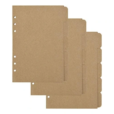 Image of 3 Sets Kraft Paper Divider Index Page Tab Cards for 6 Holes Ring Binders Notebooks Travel Diary Journal Planner