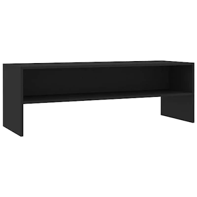 Image of vidaXL Black TV Cabinet Modern Style Media Unit with Open Compartment Bedroom and Living Room Furniture Engineered Wood, 120x40x40 cm