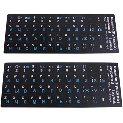 Image of Keyboard Stickers 2pcs Russian english Sticker Self Adhesive for Laptop Computer