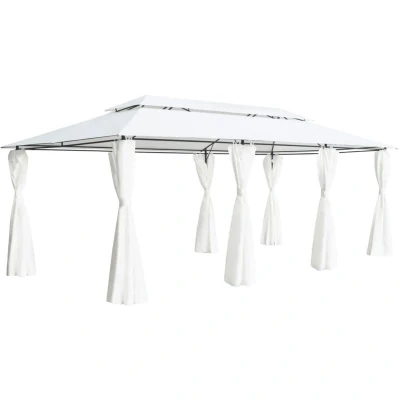 Image of vidaXL Gazebo with Curtains 600x298x270 cm White 180g/m²