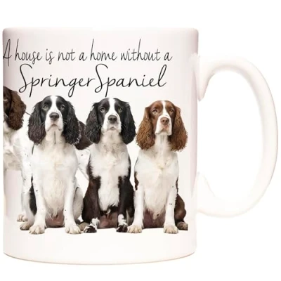 Image of KAZMUGZ Springer Spaniel GIFT Coffee Mug A House Is Not Home without Spaniel. 11oz Ceramic Photo