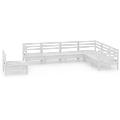 Image of vidaXL 7 Piece Garden Lounge Set White Solid Pinewood