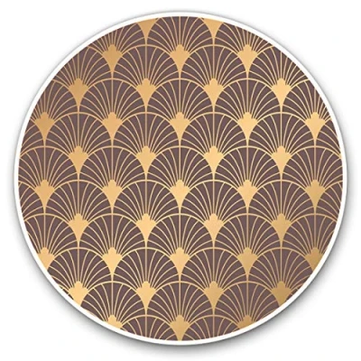 Image of Vinyl Stickers (Set of 2) 10cm Gold Art Deco Pattern Vintage Retro Decals for Laptops,Tablets,Luggage,Scrap Booking,Fridges, 12761