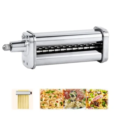 Image of Pasta Roller Cutter Attachment, Stainless Steel Sheet Spaghetti Noodle Pressing Accessories Maker Machine Parts for KitchenAid Stand Mixer (Fettuccine 6.3mm)