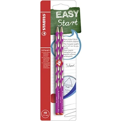 Image of STABILO Thin Ergonomic Graphite Pencil EASYgraph S Right Handed Pack of 2 Pink HB