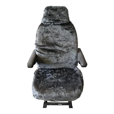 Image of Pair OF Luxury MOTORHOME Seat Covers in Faux Fur [CHOICE 10 FABRICS][PLAIN GREY]