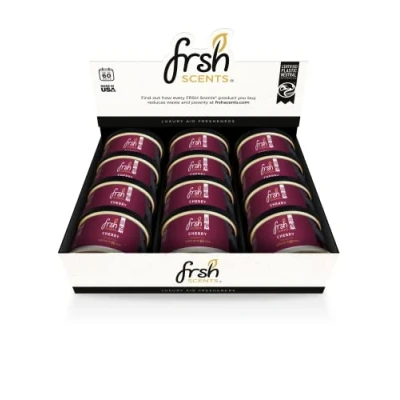 Image of FRSH Scents FR007 Pack of 12 Black Cherry 42G Scented Organic Tin Air Freshener Lifespan Upto 60 Days Ideal for your Car, Home &amp; Workplace