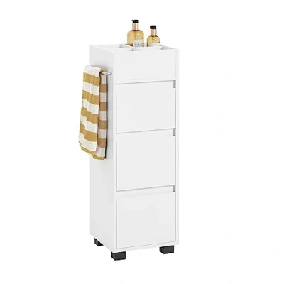 Image of SoBuy Bathroom Cabinet Storage Unit with 3 Drawers White 30x30x90cm BZR29 W