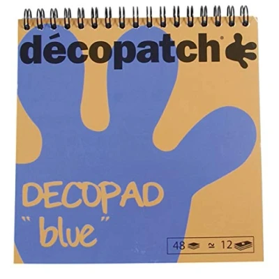 Image of Décopatch Ref BLOC04O Decopad Blue Papers 15cm x 15cm, 48 Sheets, 12 Patterns, Smaller Scale Suitable for Mach, Wood, Metal, Plastic &amp; More, Blues