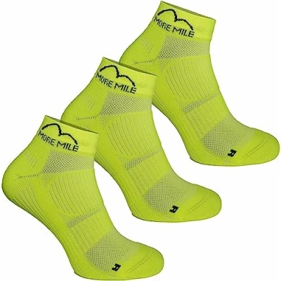 Image of More Mile London 2.0 (3 Pack) Eco Friendly Running Socks Yellow Cushioned Sports Sock