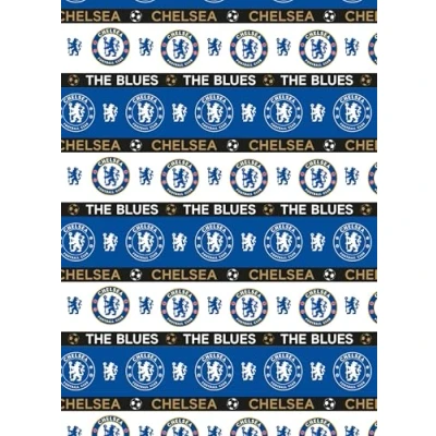 Image of CHELSEA FC WRAPPING PAPER FOOTBALL ROLL WRAP 3M BIRTHDAY GIFT
