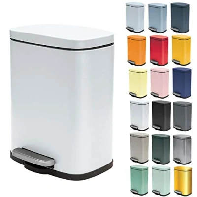 Image of Spirella Akira Collection Pedal Bin 21.4 x 17.6 30 cm (5 Litres), Steel, White,