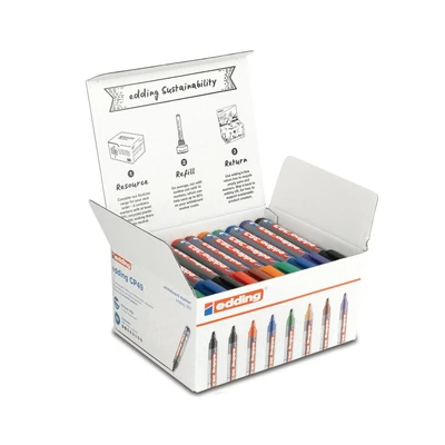 Image of edding 363 whiteboard marker set multi coloured 50 pens chisel tip 1 5 mm pen dry wipe for whiteboards, flipcharts, magnetic, memo boards sketchnotes refillable