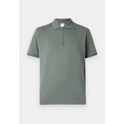 Image of SELETED HOMME Men&#039;s Slhfave Zip Ss Polo Shirt, Agave Green, L