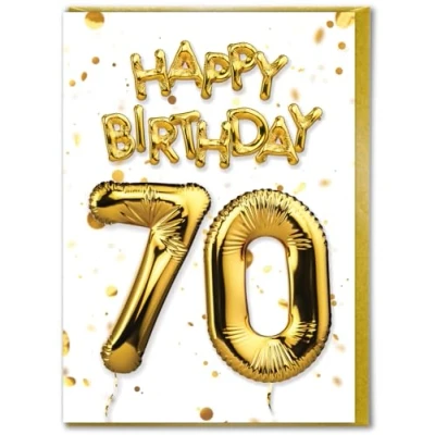 Image of Brainbox Candy 70th Birthday Card Age 70 Beautiful White Gold Foil Effect Cards For Him Her Men Women Friends