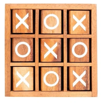 Image of Engelhart 350380 Wooden spining Tic Tac Toe game XO noughts and crosses logic family eco 14 cm x 4
