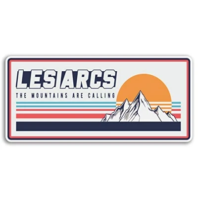 Image of 2 x 10cm Retro Les Arcs Vinyl Stickers Ski Snow Sticker Laptop Luggage #20005 (10cm Wide)