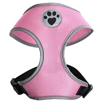 Image of igadgitz home U7052 Sweat Proof Dog Harness, Puppy Walking Vest in with Reflective High Visibility Piping &amp; Secure Lockable buckle Pink Small