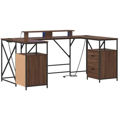 Image of Vidaxl with Drawer Storage Brown oak Engineered wood