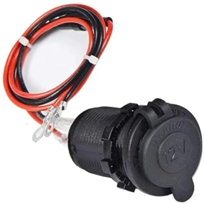 Image of Cigarette lighter Socket, Enisina Waterproof Marine Grade 12V/24V DC socket plug Outlet for Boat Motorbike Car,With 0.6m Connection Cable