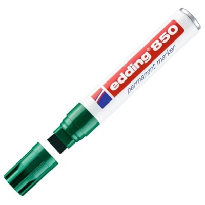 Image of edding 850 Permanent Marker Green 1 Pen Chisel Tip 5 15 mm for Bold Markings Waterproof, Quick Drying, Smear Proof Pens Cardboard, Plastic, Glass, Wood, Metal and Fabric