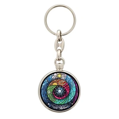 Image of Grindstore Stained Glass Spectroscope Round Keyring 3.5x3.5cm
