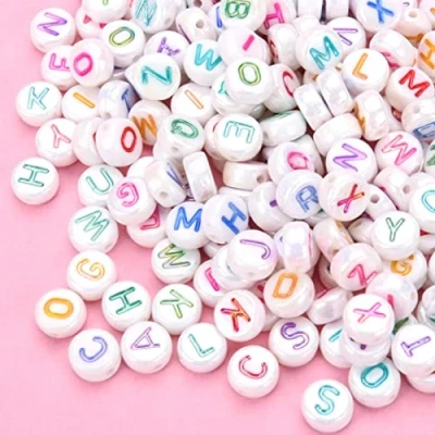 Image of HERZWILD Round Letter Beads for Threading Approx. 1000 Pieces Colourful Craft Letters A Z…