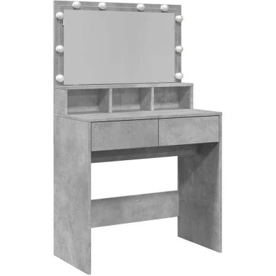 Image of vidaXL Dressing Table with LED Concrete Grey 80x41x134.5 cm