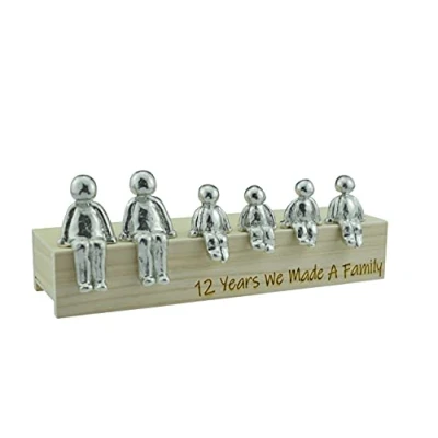 Image of 12th Anniversary Idea 12 Years We Made A Family Metal Ornament Choose Your Combination Box &amp; Woodgrain May Vary(4 Children)
