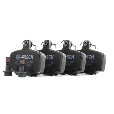 Image of E190R011078863 Brake pad set BOSCH 0 986 460 993 Low Metallic with bolts/screws, mounting manual, anti squeak plate accessories
