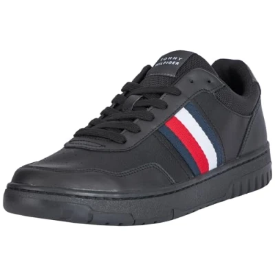 Image of Tommy Hilfiger Basket CORE LITE Trainers, Men&#039;s, Size: 9, Black Leather and textile
