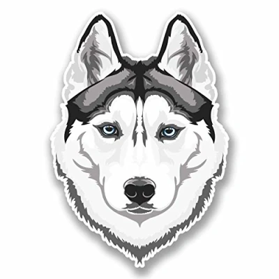 Image of 2 x 10cm White Husky Wolf Vinyl Sticker Laptop Tablet Car Dog Animal #9674 (7cm Wide Tall)