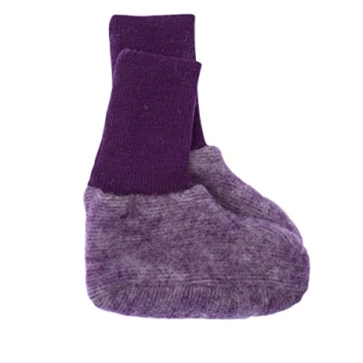 Image of Cosilana, Baby Fleece Booties, 60% Wool (Organic), 40% Cotton (Organic) (Non Slip Soles for Sizes EU 62/68 and Up) (3 7 months (Height 23 27) (EU 62/68), Violet Melange)