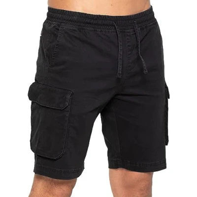 Image of 989Zé ENZO Mens Shorts Cargo Combat Casual Cotton Summer Stretch Regular Fit with Pockets EZS613 Black S