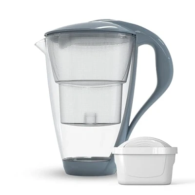 Image of Dafi Crystal Glass Water Filter Jug 2.L, BPA Free, LED Sensor for Reduction of Limescale, Chlorine and other Impurities, Contains + Cartridge UNIMAX/Grey